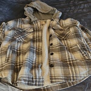 Kids Plaid Hooded Jacket - Gray